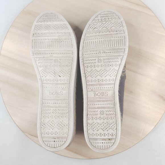 Skechers BOBS Breeze Moonbeam Stars Gray Canvas Espadrille Sneakers Women US 7.5 - Picture 11 of 13